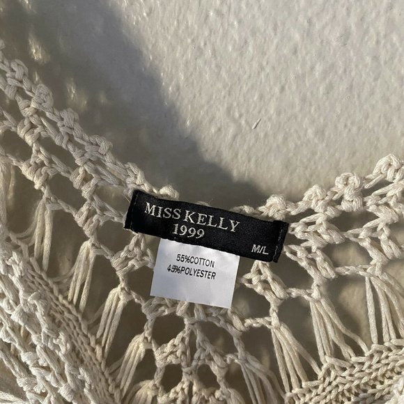 Miss Kelly 1999 cream knit tunic size M/L boho cotton blend - Picture 8 of 8